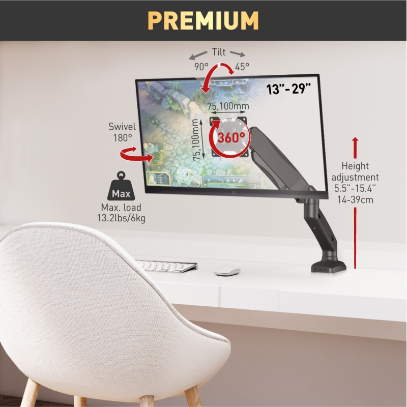 Monitori lauakinnitus BARKAN M121P (13