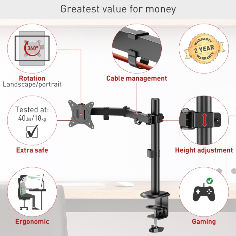 Monitori lauakinnitus BARKAN M121T (13
