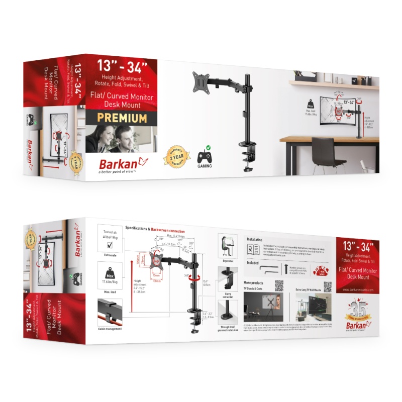 Monitori lauakinnitus BARKAN M121T (13