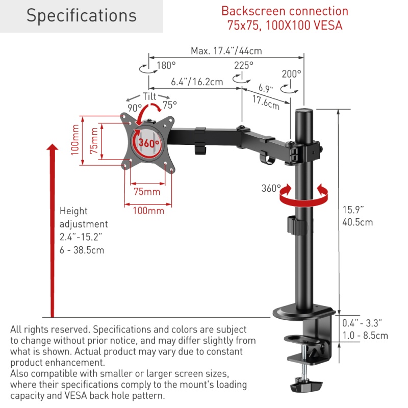 Monitori lauakinnitus BARKAN M121T (13