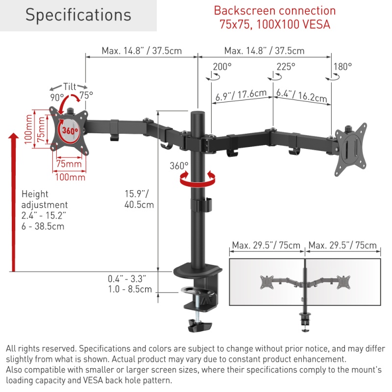 Lauakinnitus kahele monitorile BARKAN M142T (13