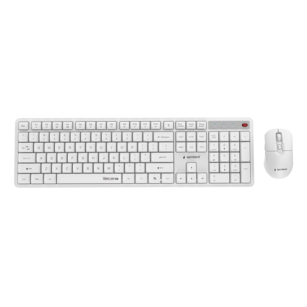 Klaviatuur + hiir GEMBIRD WRL KBS-WMS-01-W valge, EN