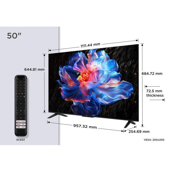 【美品】TCL テレビ 50インチ4K 液晶 50V6C 2025年モデル 50