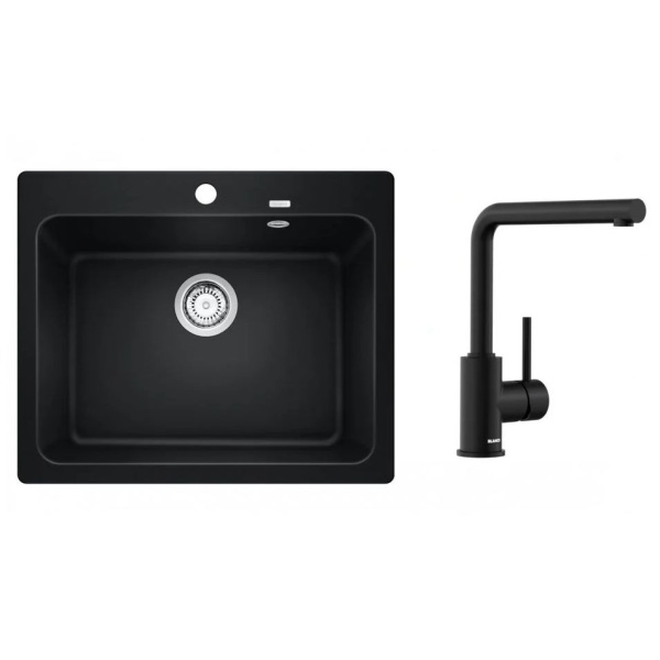 Kitchen Sink BLANCO Naya 6 Black + Faucet Mila Black Matt